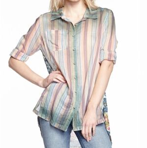 NEW Aratta Multicolor Shirt Size S Stripes Bohemian Leightweight Whimsigoth